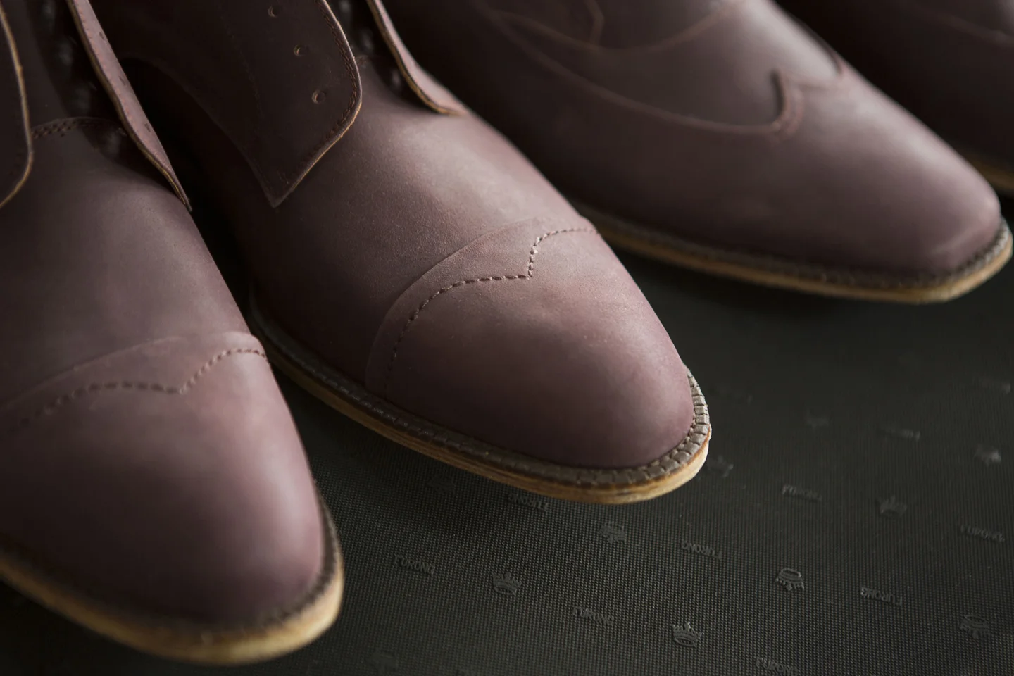 Polished and buffed leather suede shoes