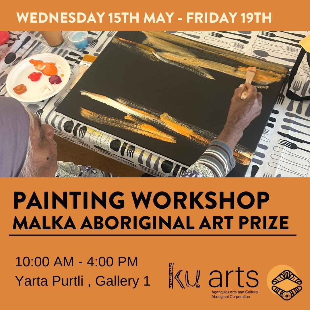The third and final instalment of Ku Arts painting workshops held at Yarta Purtli for independent artists to work on a Malka Art Prize entry will be held Wed 15th May - Fri 19th.

Learn how to stretch and prime your own canvas and access quality arts