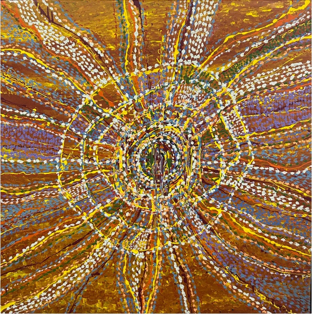 ARTWORK SPOTLIGHT: Singing in a big rain by Tanya Van Horen (Yankunytjajtara, Pitjantjatjara)
📍Coober Pedy
🎨 Painter

Born in Port Augusta, Tanya grew up and still lives on her mother's country, Coober Pedy. Tanya began painting for her history to 