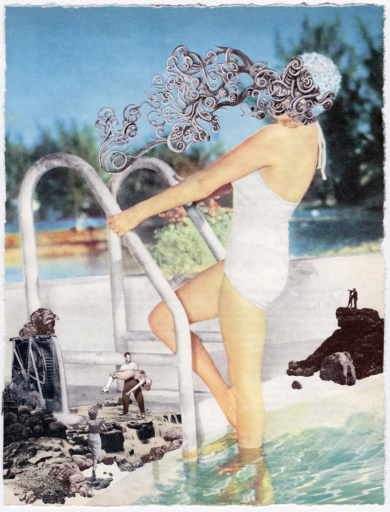 Marilyn Saving Marilyn Original Collage, Vintage Magazine Page 34 x 39cm Sold