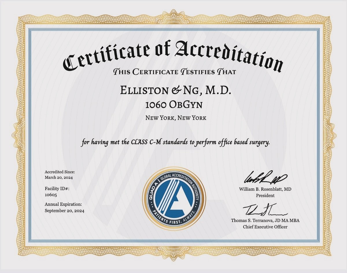 🎉🏥 We&rsquo;re thrilled to announce that 1060 OBGYN has just been awarded the prestigious Certificate of Accreditation from QUAD A for performing office-based surgery! This means that our patients now have the option to undergo small procedures rig