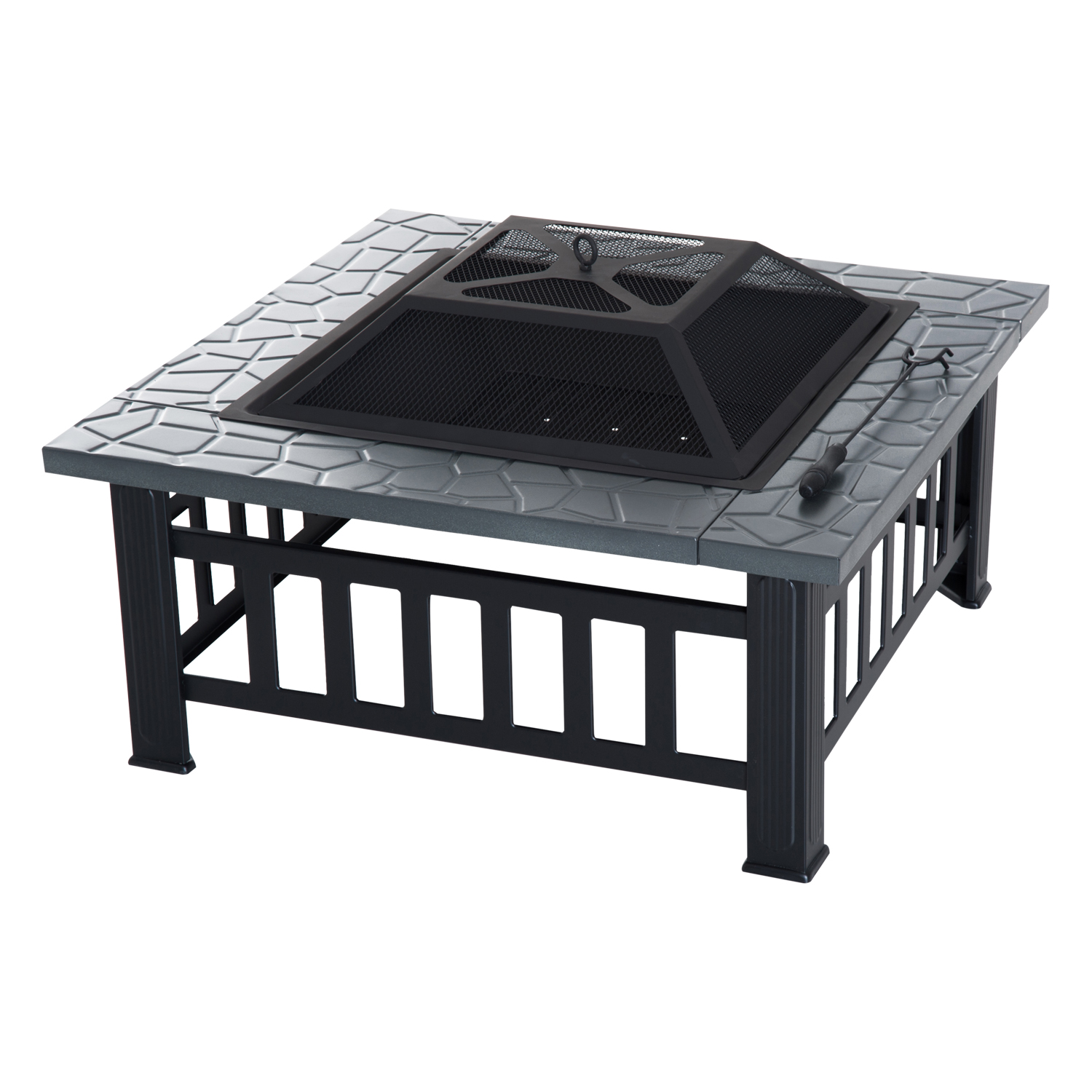 Outsunny Square Metal Fire Pit With, Square Fire Pit Frame