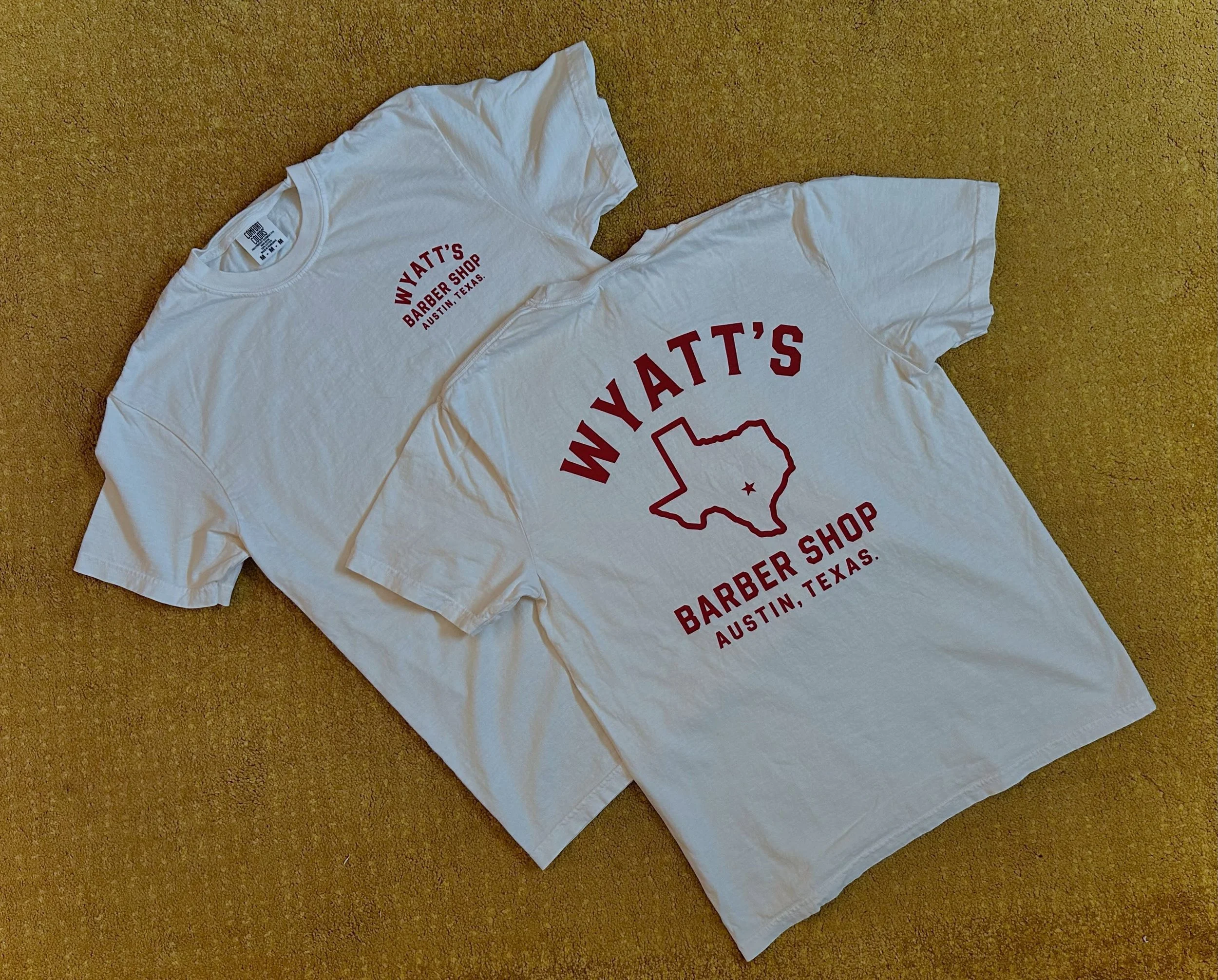 Hand screen printed ivory comfort colors with red ink.