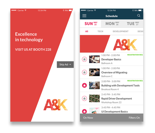 Use a splash page when attendees open the app to drive attendees to a key sponsor's booth.