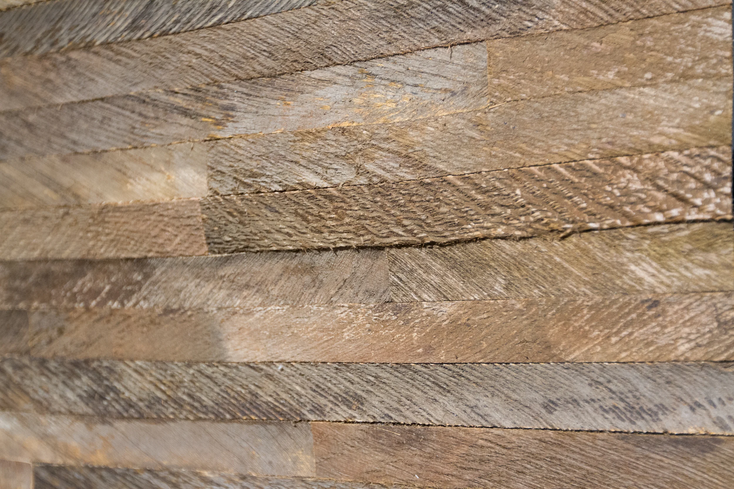 "Wallpaper" made from thin pieces of recovered wood.