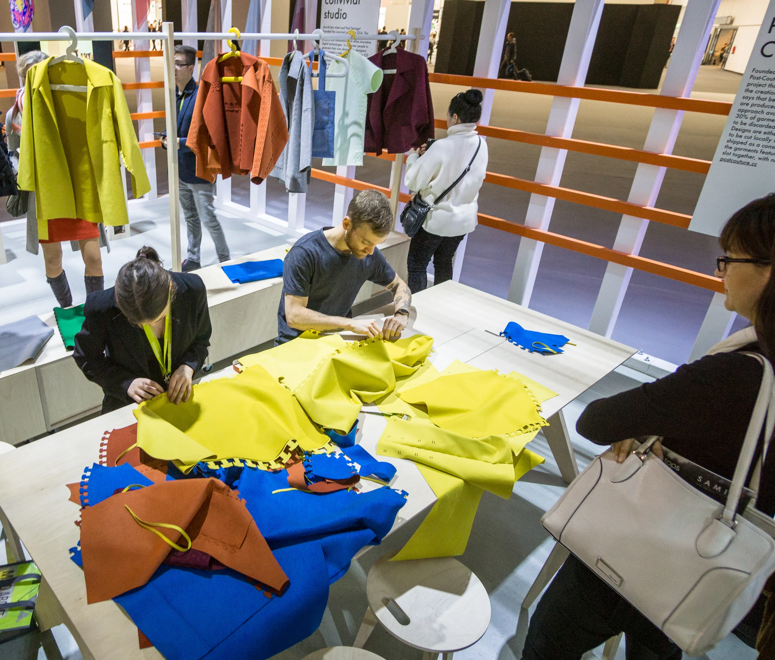 Fab Lab: Post-Couture Collective Founded by Martiin van Strien, The Post-Couture Collective is an open-source proiect that lets customers have a hand in the creation of their clothing. Van Strien says that because Post-Couture garments are produced only when they're sold, his approach avoids creating the redundant 30% of garments that arrive at shops only to be discarded at the end of each season. Designs are either downloaded by customers to be cut locally using a laser cutter, or shipped as a construction kit. In both cases, the garments feature innovative seams that slot together, with no need for sewing. postcouture.cc