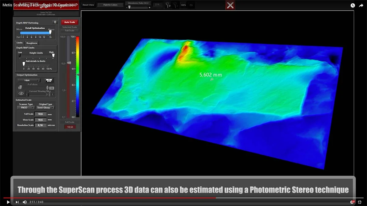 METIS scanners’ unique technology extrapolates high resolution 3D data from the scanned originals surface based on the Photometric Stereo technique. 