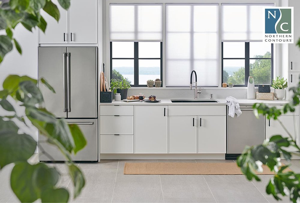 Modern kitchen with white cabinets