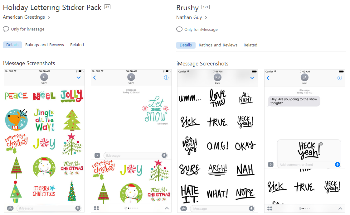 Inspirations for iMessage Stickers