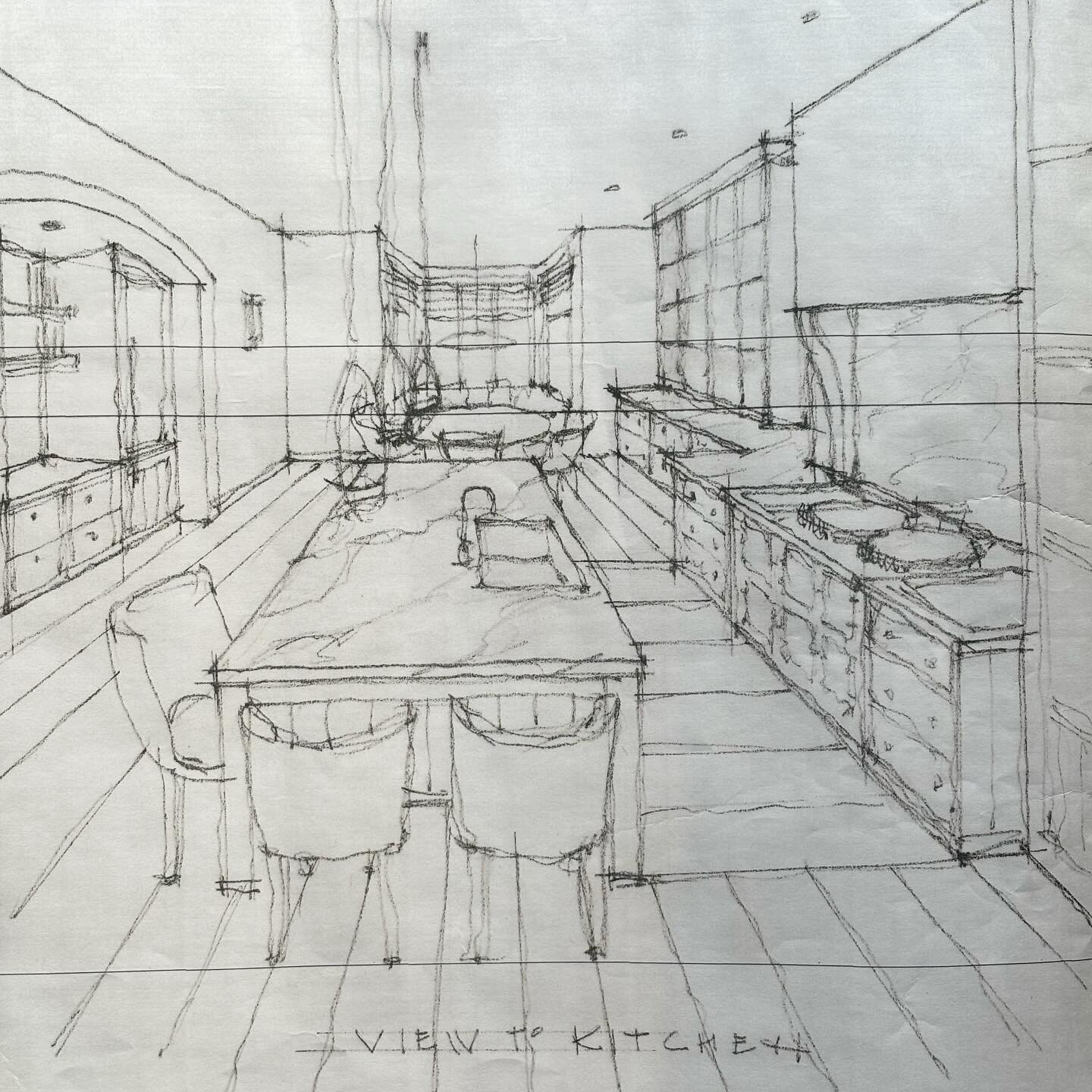 Kitchen sketch for a refurbishment of an Edwardian property along the Dublin coast by founder Paul Brazil