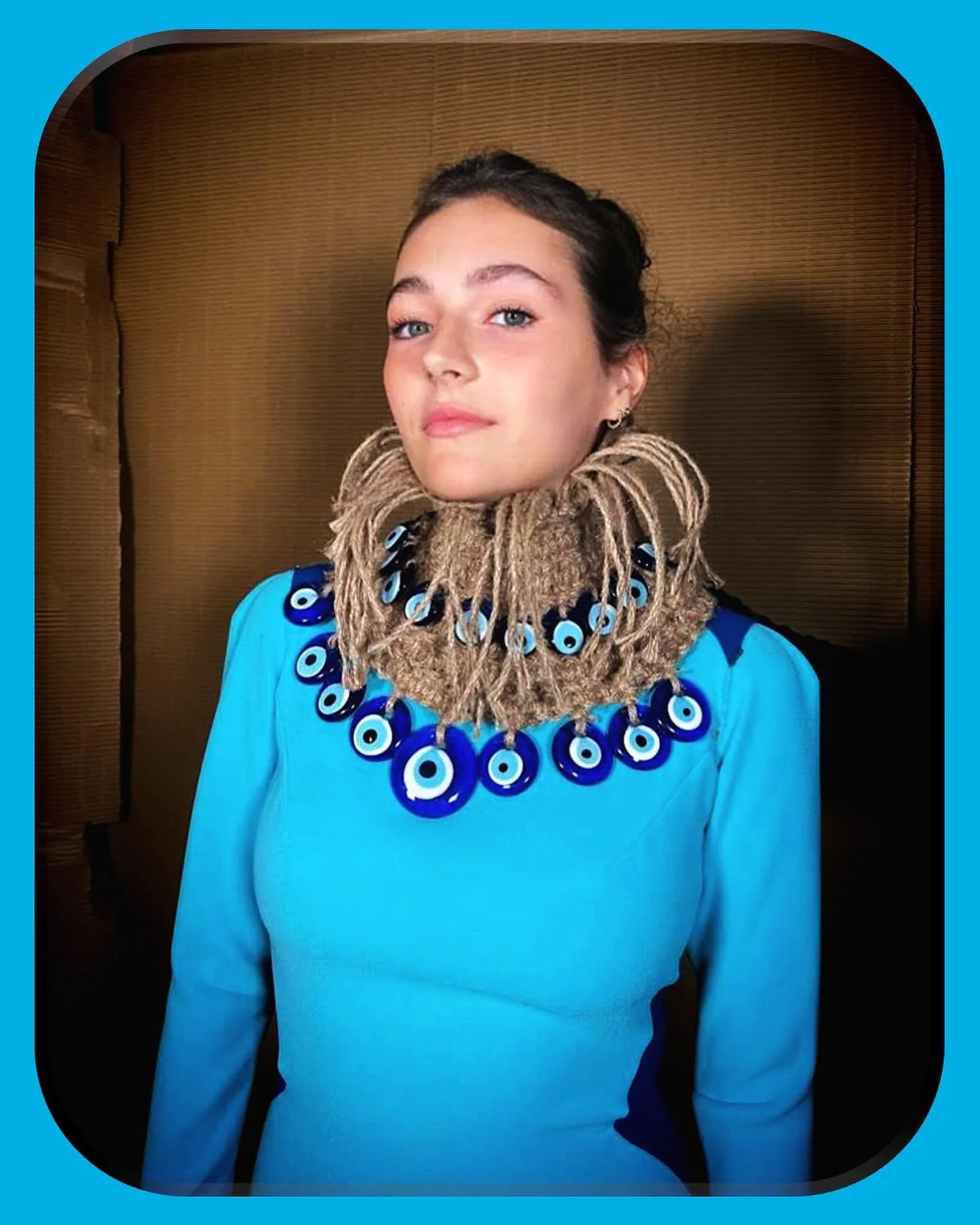 THE EVIL EYE COLLAR&hellip; 🧿

Made in collaboration with my wonderful friend @kathrynmux who shlepped all the evil eyes from Turkey and made the macram&eacute; bands that were used to construct the collar. 🧿💙

From our Continent of Africa: SPACE 