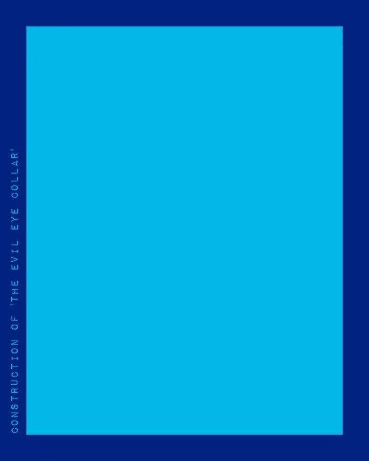 CONSTRUCTION OF &lsquo;THE EVIL EYE COLLAR&rsquo; 🧿🌾

Commencing with the making of macram&eacute; strips using hemp string.
Connecting them together and moulding the form on a tailors dummy to achieve an African neck ring effect.

Wearing an evil 