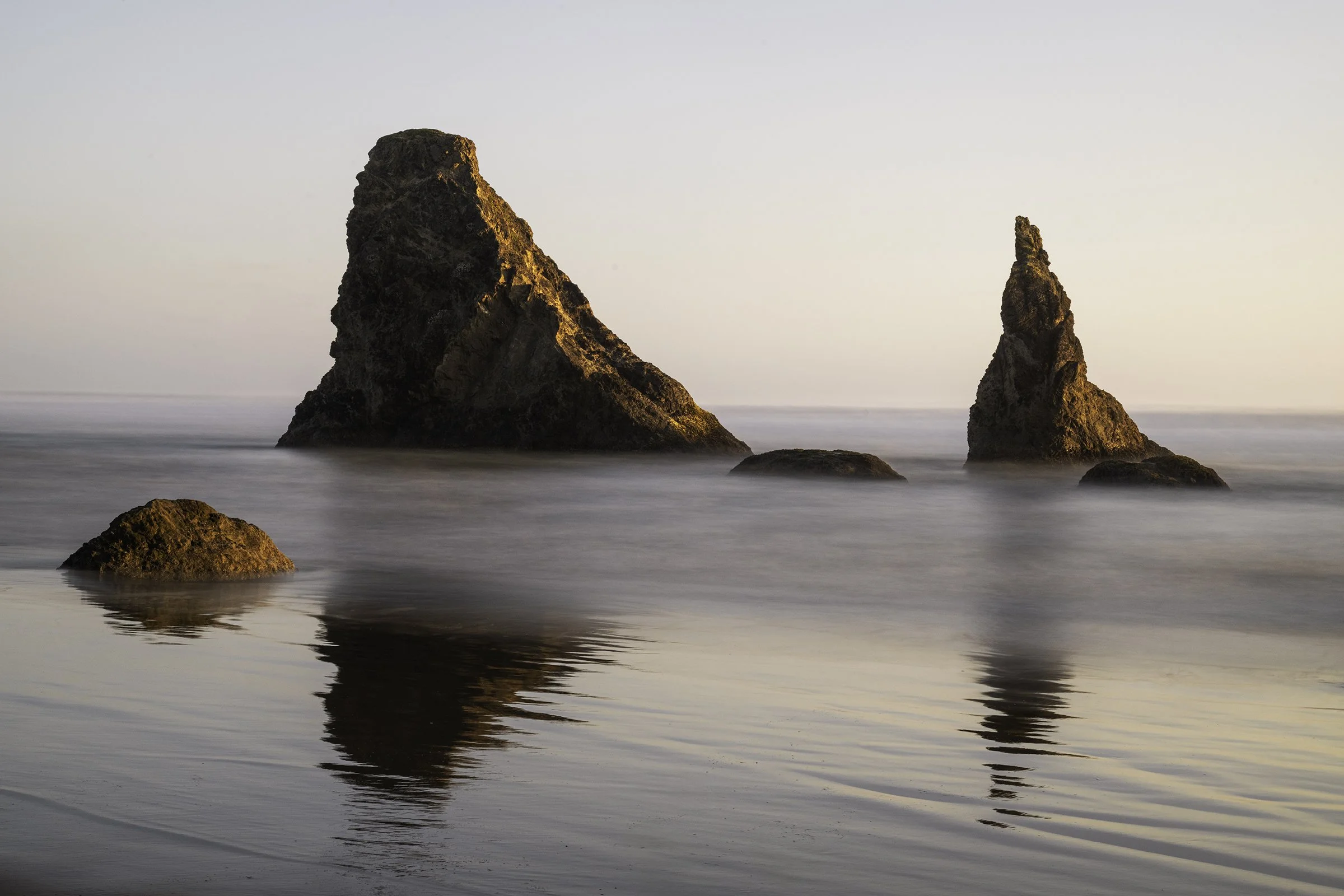 Sea Stacks At Sunset, Bandon Beach, Color