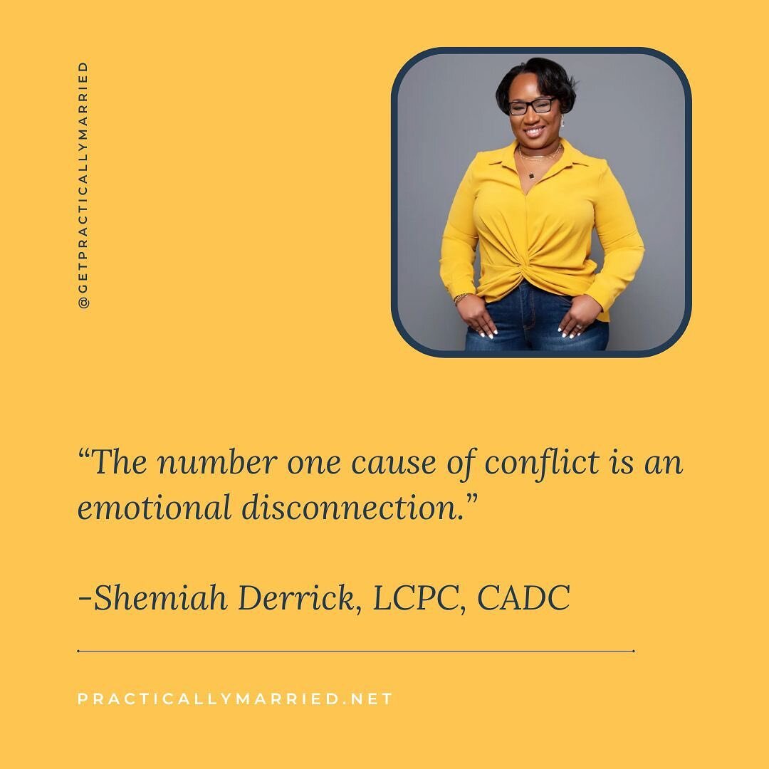 In our current podcast episode, therapist @shemiahderrick who practices the @gottmaninstitute method of therapy, shares that it&rsquo;s not subjects like money, sex or household issues that cause conflict, it&rsquo;s a lack of emotional connection.