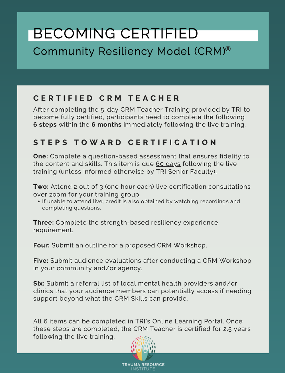 TRI Certification (in progress) — Trauma Resource Institute