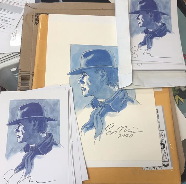 So, when @artofseanphillips found out that the bookplates for his upcoming @imagecomics GN, Pulp, were only ten-per-store and I had misread the email and promised them on our website to all pre-orders... He said he would send us some signed postcards