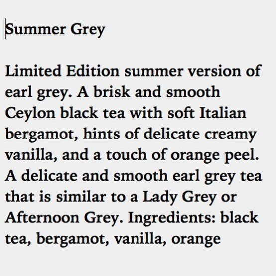 Our next @clippershipteabar pairing is one of their seasonal blends. 
Like this offer, it won't be around very long.
I love a good Earl or Lady Grey and Summer Grey is no exception. A refreshing straightforward tea with layers of subtle crisp and flo