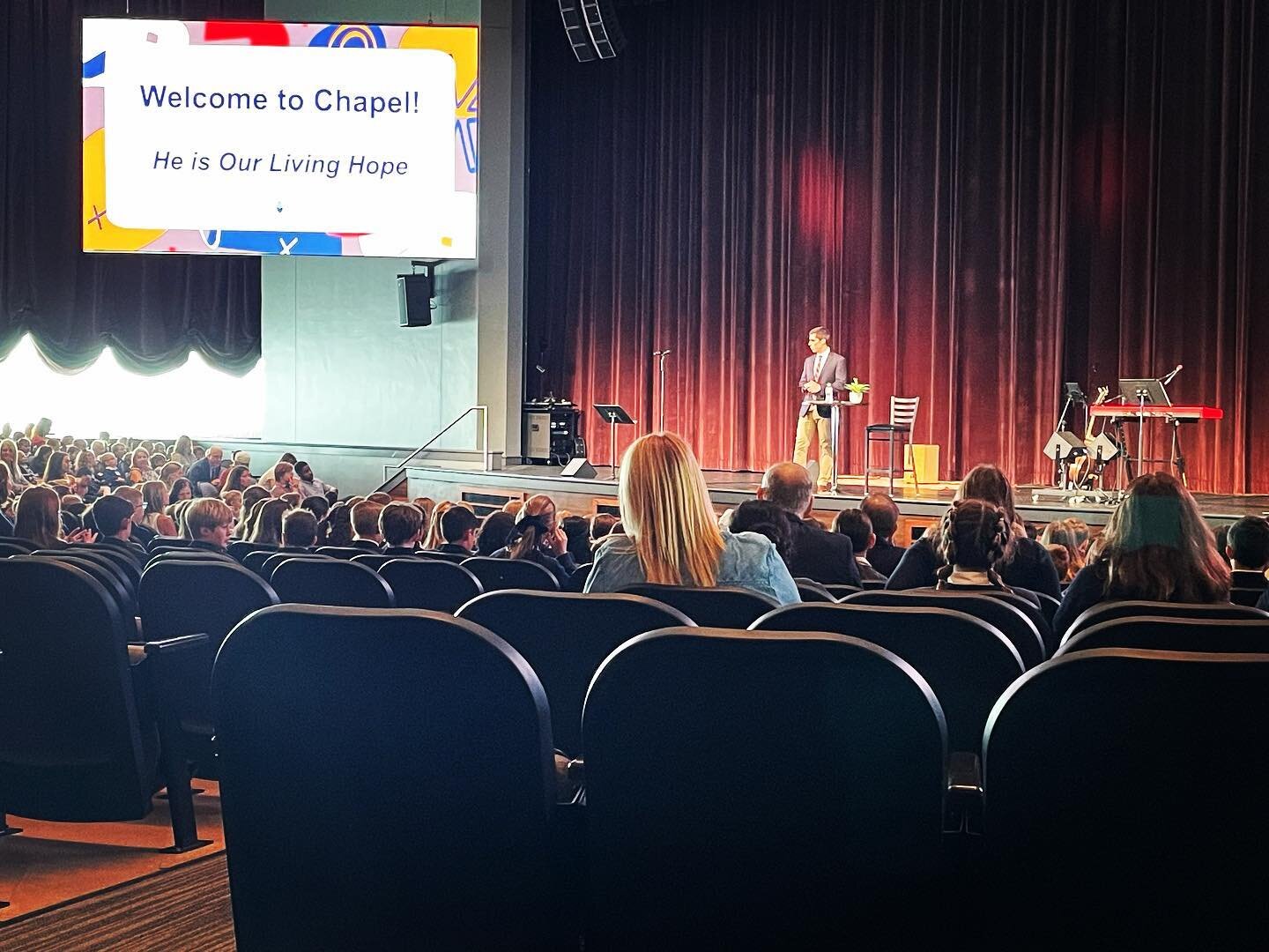 Today was our first Chapel of the school year! Interim Head of School Stephen Ready pointed our students to the living hope they have in Jesus found in 1 Peter 1:3-9, 13-21, our school verses for the year.

Ask your students if they remember this imp