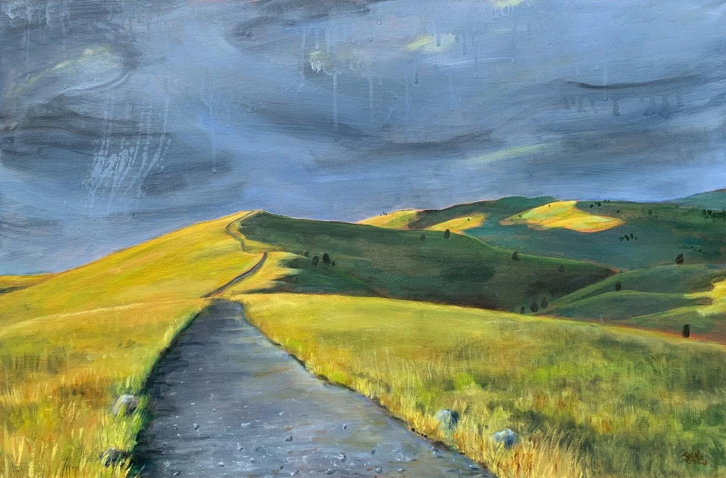 #tbt circa last summer: Waterworks Hill in Missoula, Montana. Oil and acrylic on canvas, 20x30&rdquo;. Available for purchase&mdash;email me at info@joshgatesart.com!