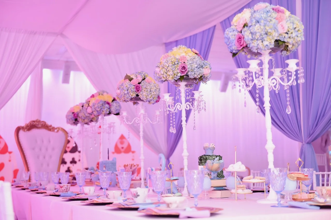 Just by Design created the draped cabana for the tea party for the adults.