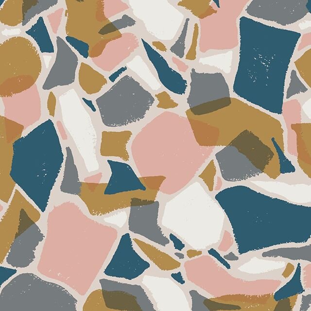 A terrazzo inspired pattern - originally created for a spoonflower challenge. It wasn&rsquo;t chosen, so now it on to a new life somewhere...somewhere out there, I&rsquo;m not sure where yet 🤷🏻&zwj;♀️
.
.
.
#shinypennystudio #patterndesign #terazzo