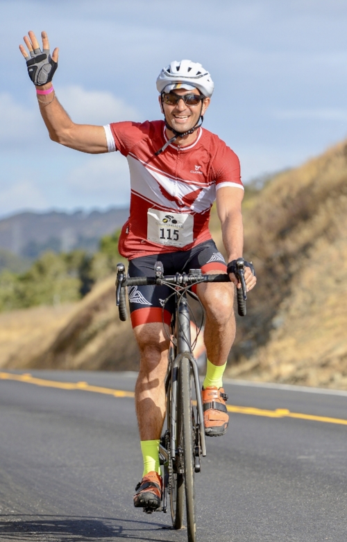 Dr. A completing the 100 mile Canary Challenge 2018. The Canary Foundation supports early cancer detection.