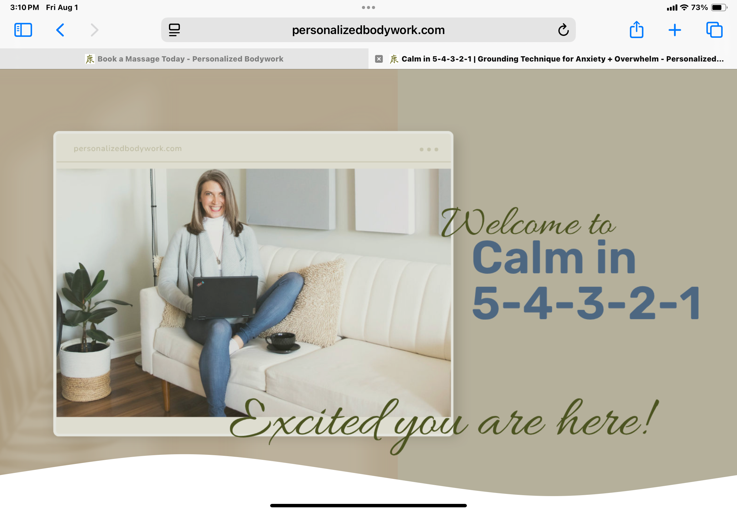 Screenshot of the Calm in 5-4-3-2-1 phone lock screens designed to cue your nervous system to ground quickly during stress, overwhelm, or anxious spirals