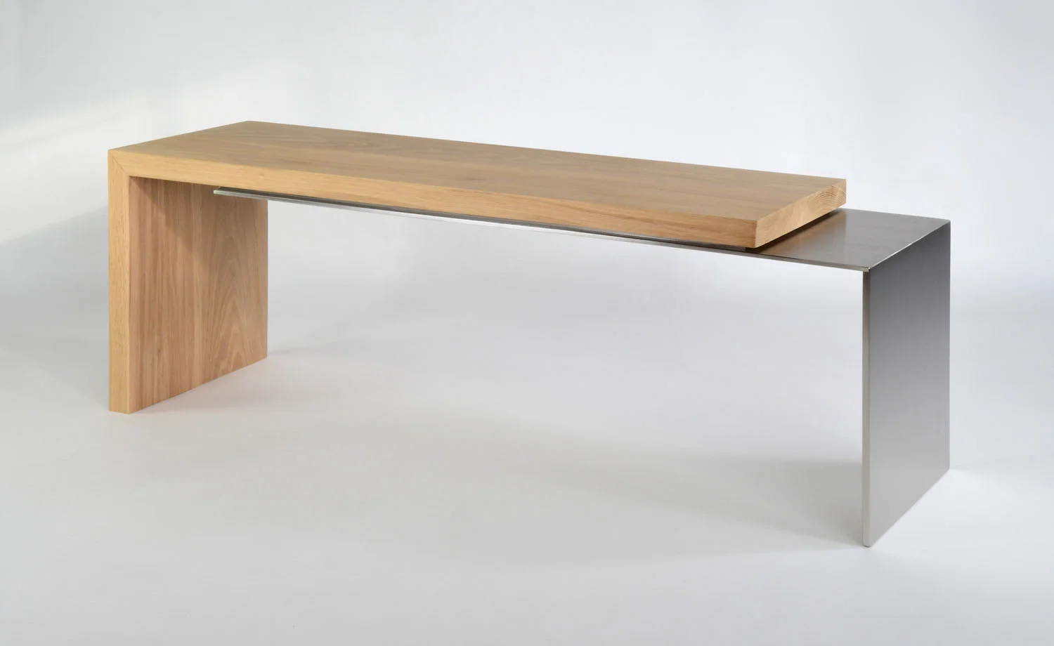 Overlay Bench/Coffee table (60” x 16” x 16” high) with white oak