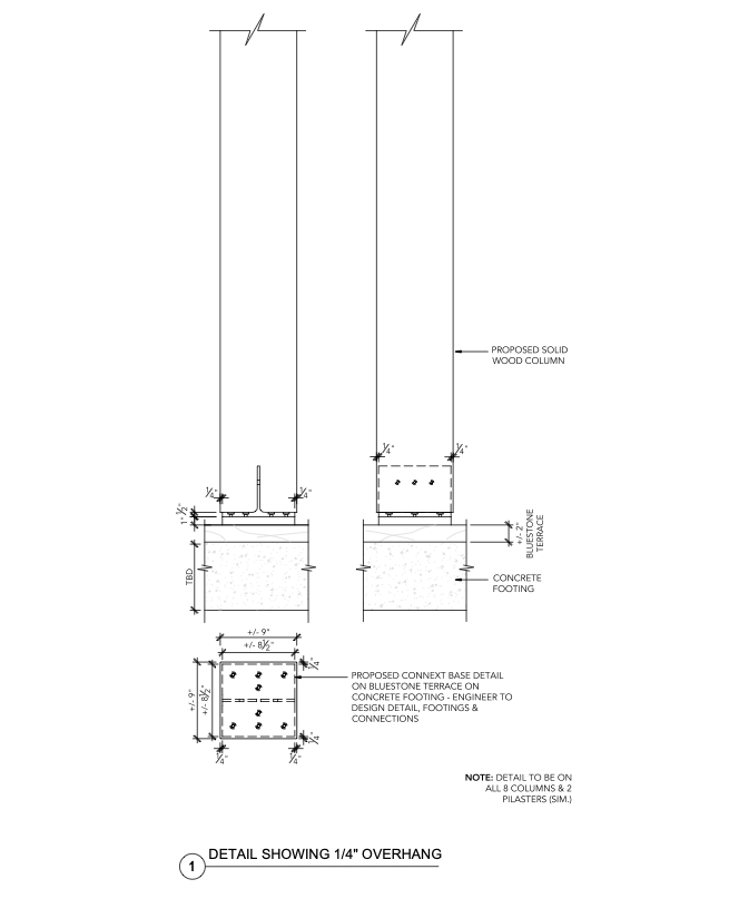 Solid Timber Pergola Column Detail Drawing