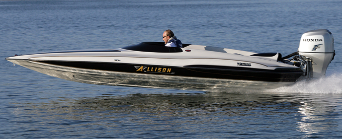 Efficient? Try over 60 MPH with a 90 HP Honda. The Allison SS-2000 gets almost 13 mpg and 10 mpg at 60 MPH. On the water, that is incredible. 
