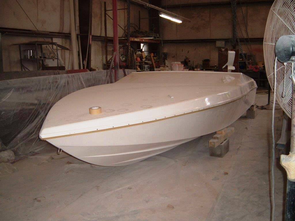 Out of the mold and getting prepared for rigging. The molded in fairing and cockpit being further aft are hallmarks of the Apache Scout design. 