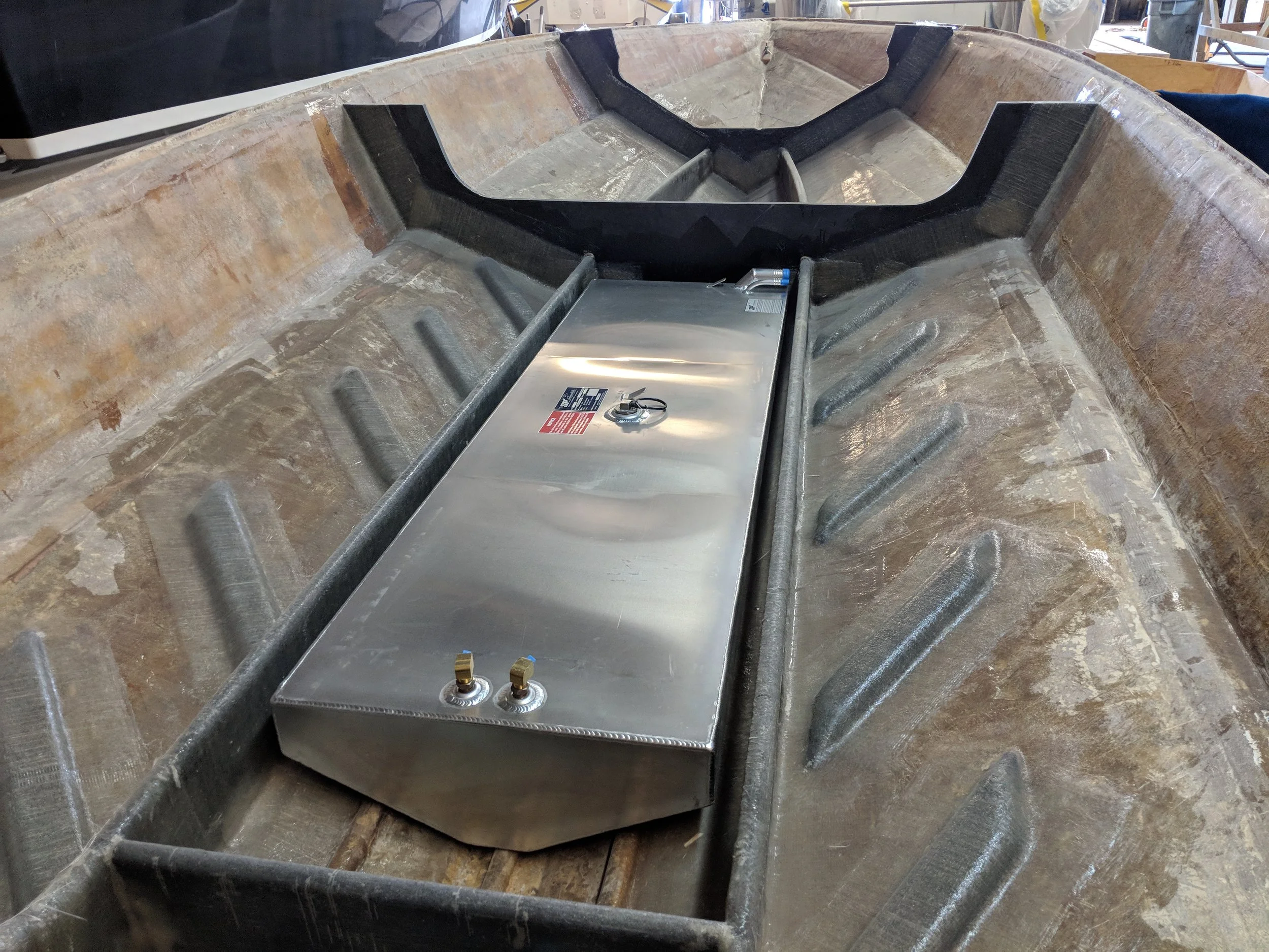 The SP Sheet Metal tank is 55 gallons, so we spend less time at the dock, and more on the water.