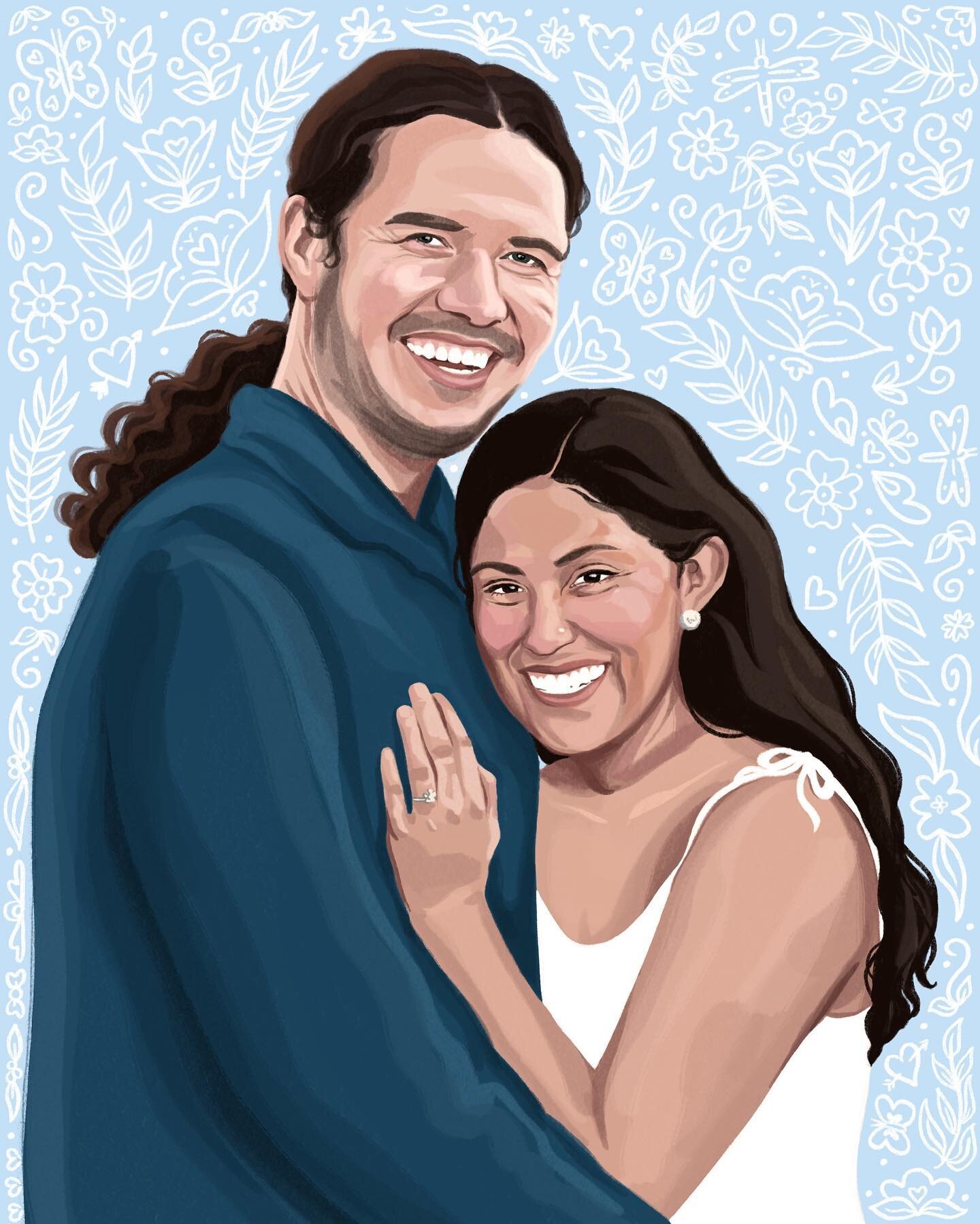 I paint people, too! 👩🏽&zwj;❤️&zwj;👨🏽 I created this piece for my lovely future siblings-in-law, Janelle and Myasha, as a wedding gift. They celebrated their big day this weekend, and I loved being able to capture a little of their love in this p