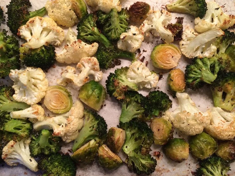 Perfect Roasted Broccoli, Brussel Sprouts, and Cauliflower