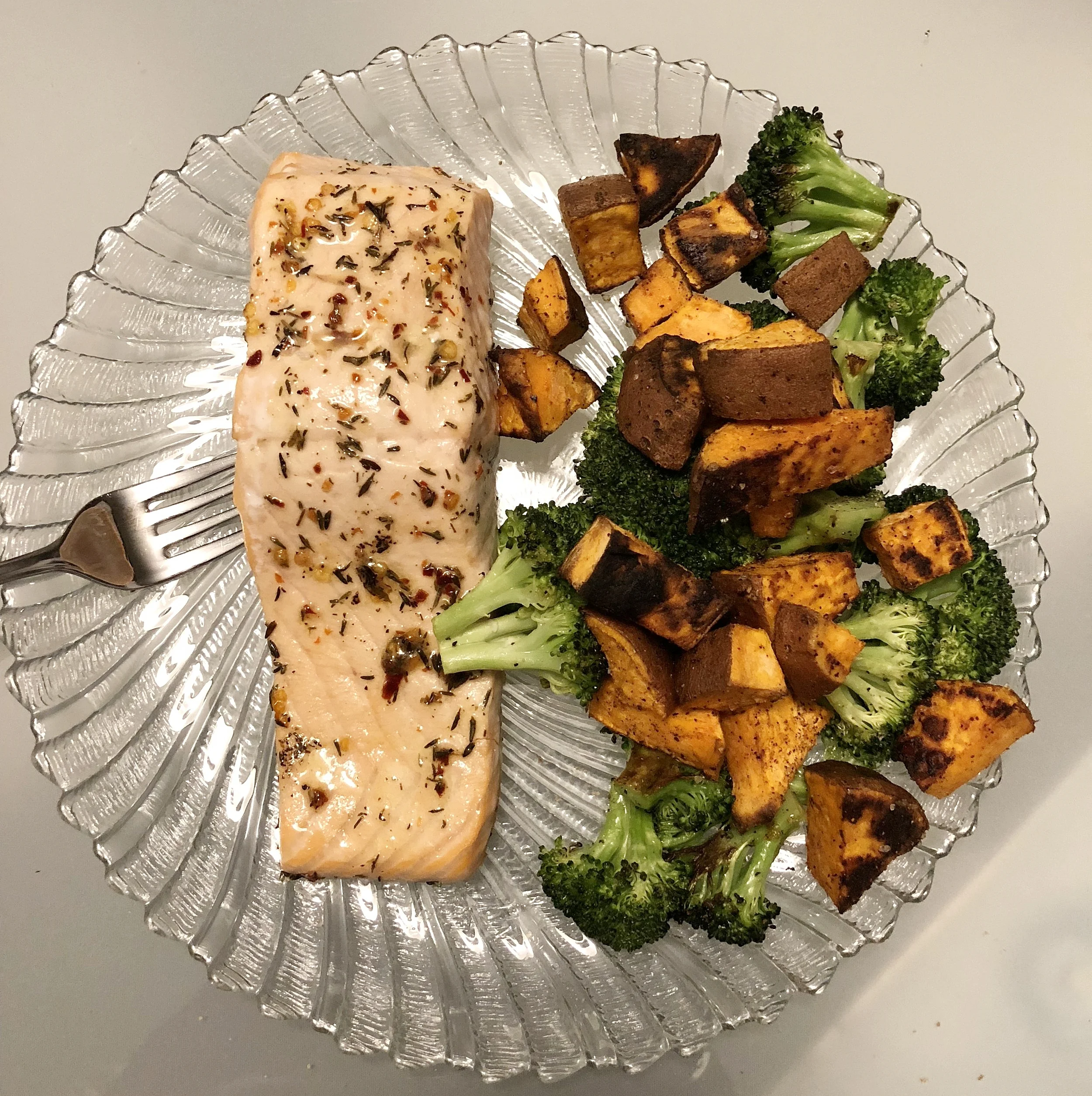 Lemon Roasted Salmon (with Sweet Potatoes and Broccoli)