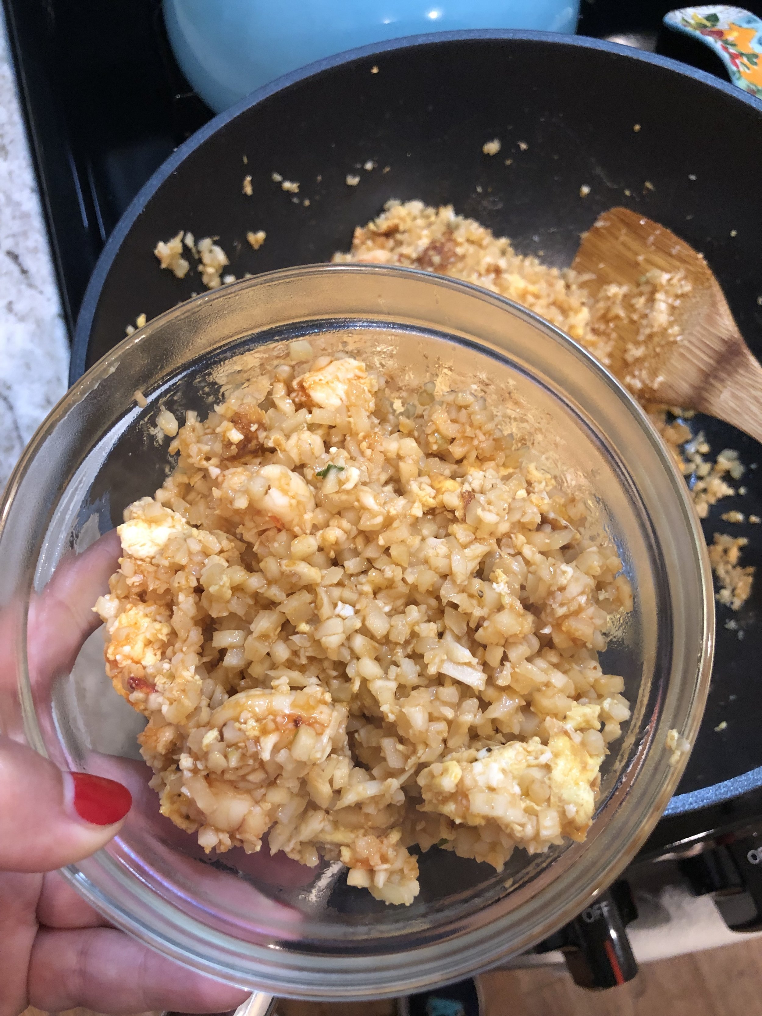 Fried Ginger Cauliflower Rice with Shrimp (or Chicken)