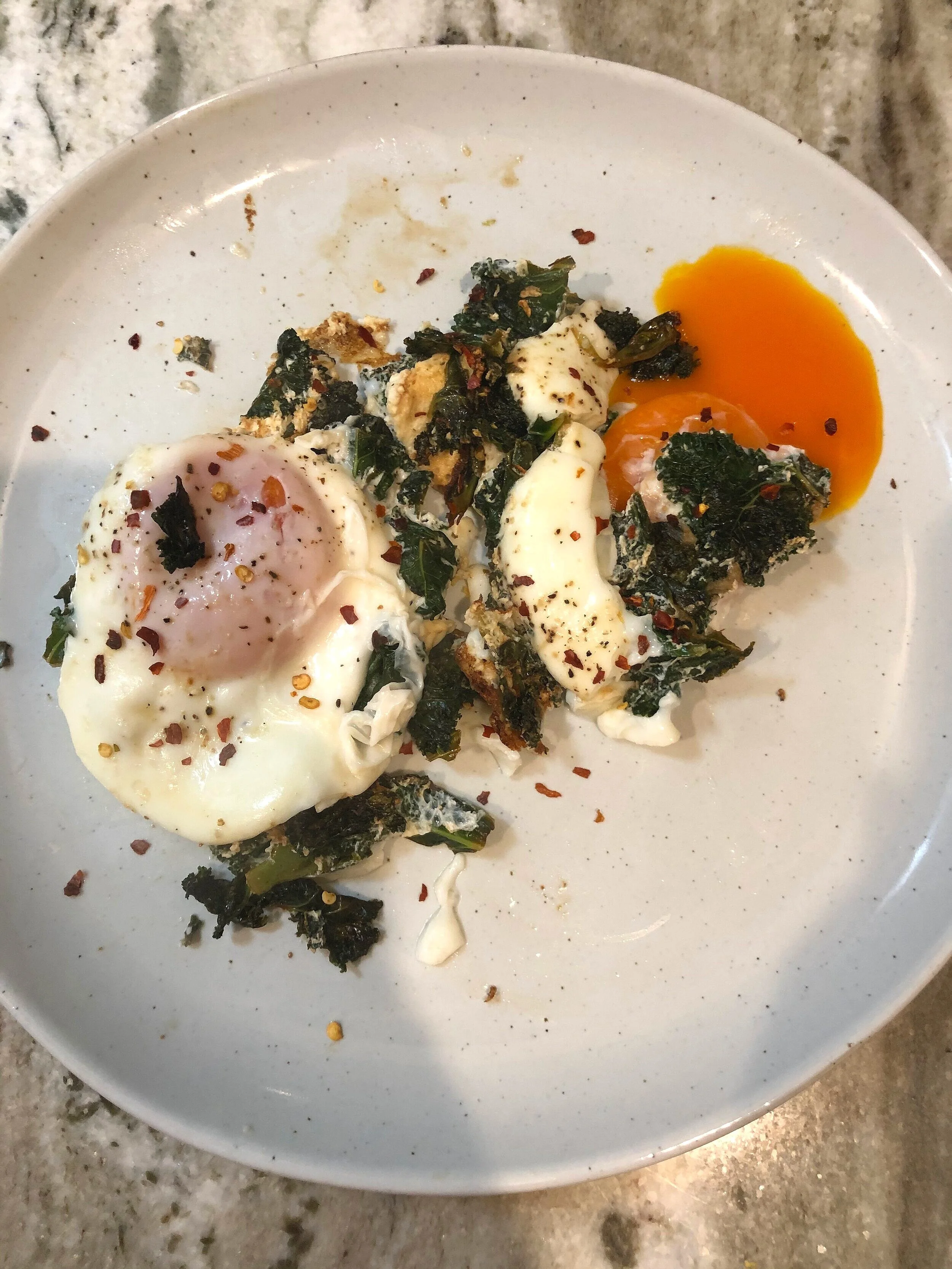 Spicy Simmered Eggs with Kale