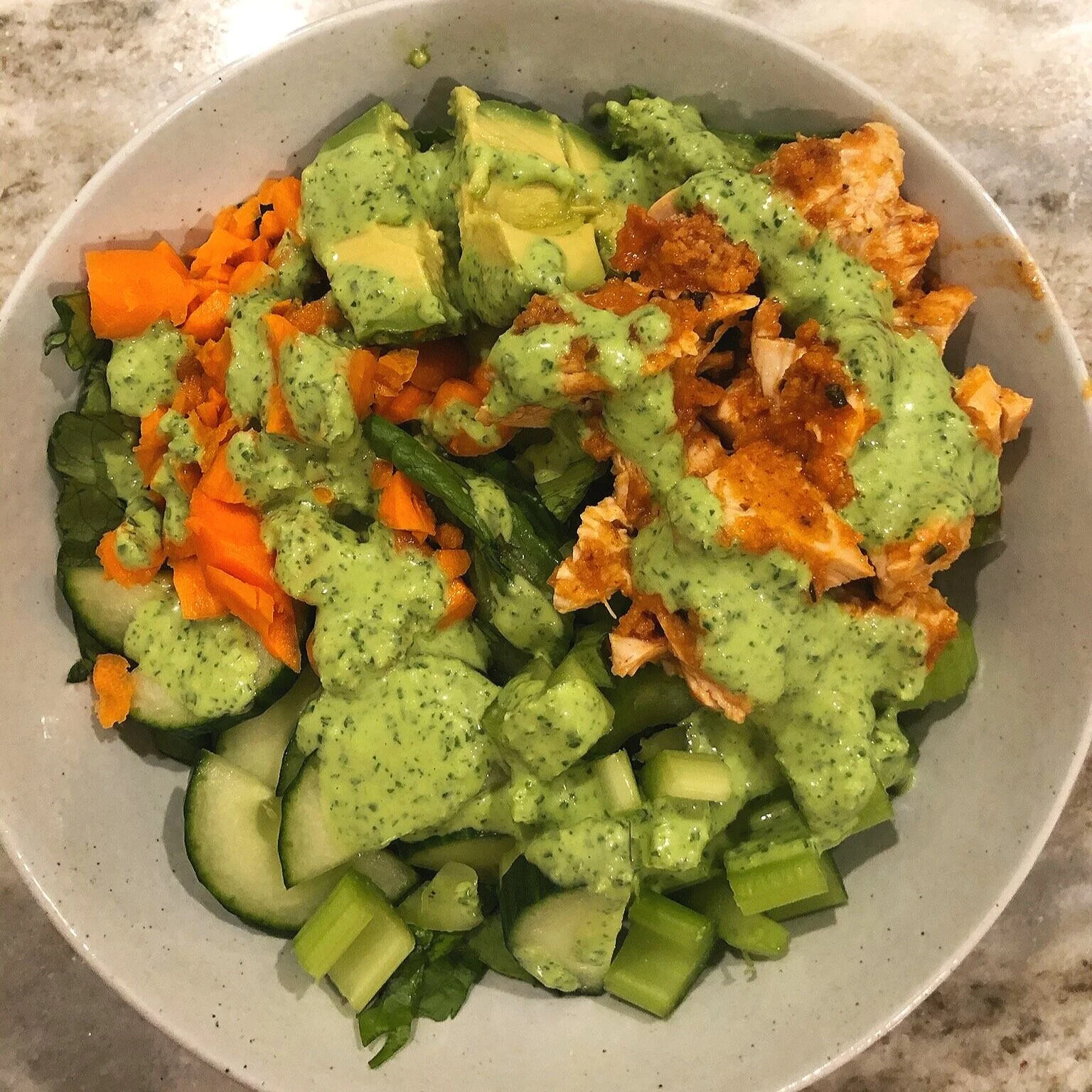 Buffalo Chicken Salad with Green Goddess Dressing