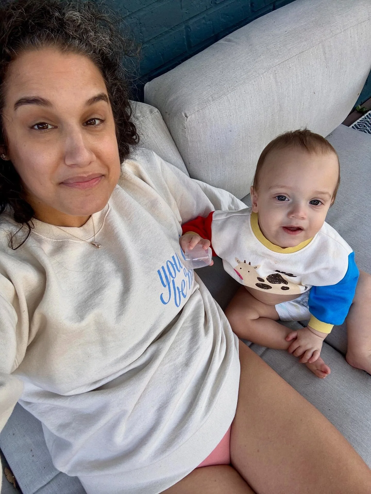 literally no one else i would want to be chilling in a sweatshirt and undies with more. #bff #boymom