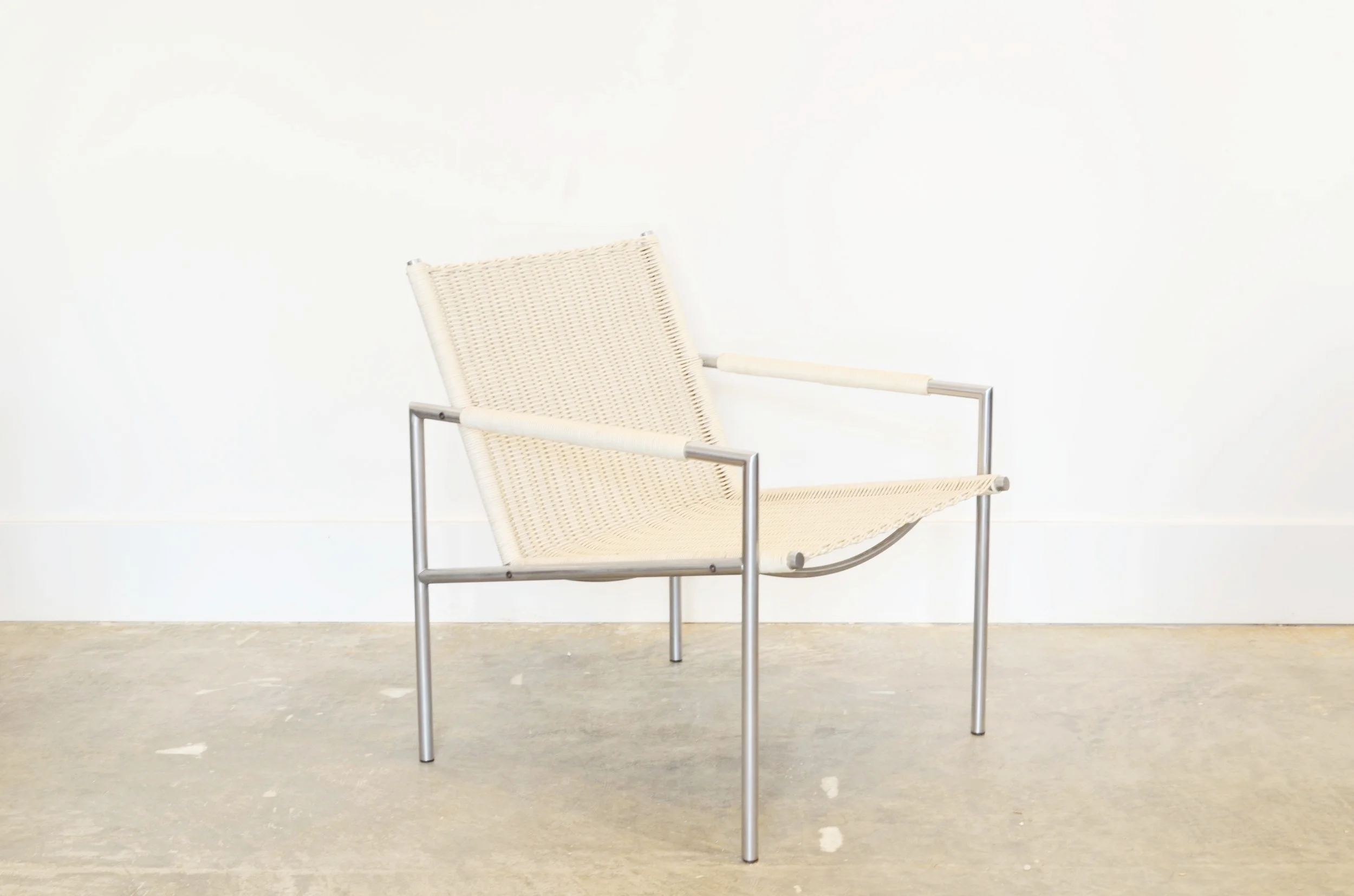 Martin Visser Easy Chair, White Woven Rattan 1960