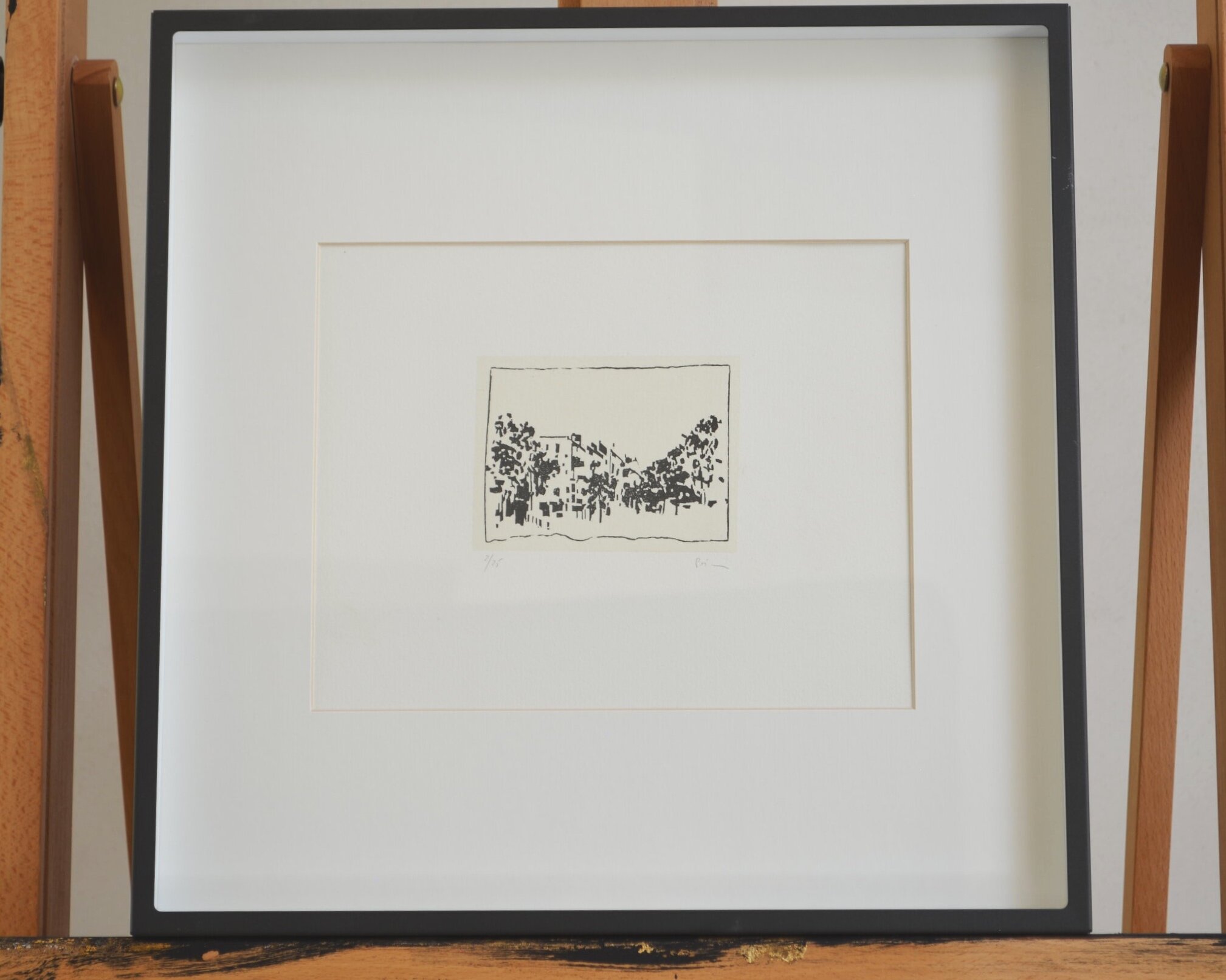 Linogravure (linocut) by Nicolas Poignon 'Bruissement' 2/25 - Two