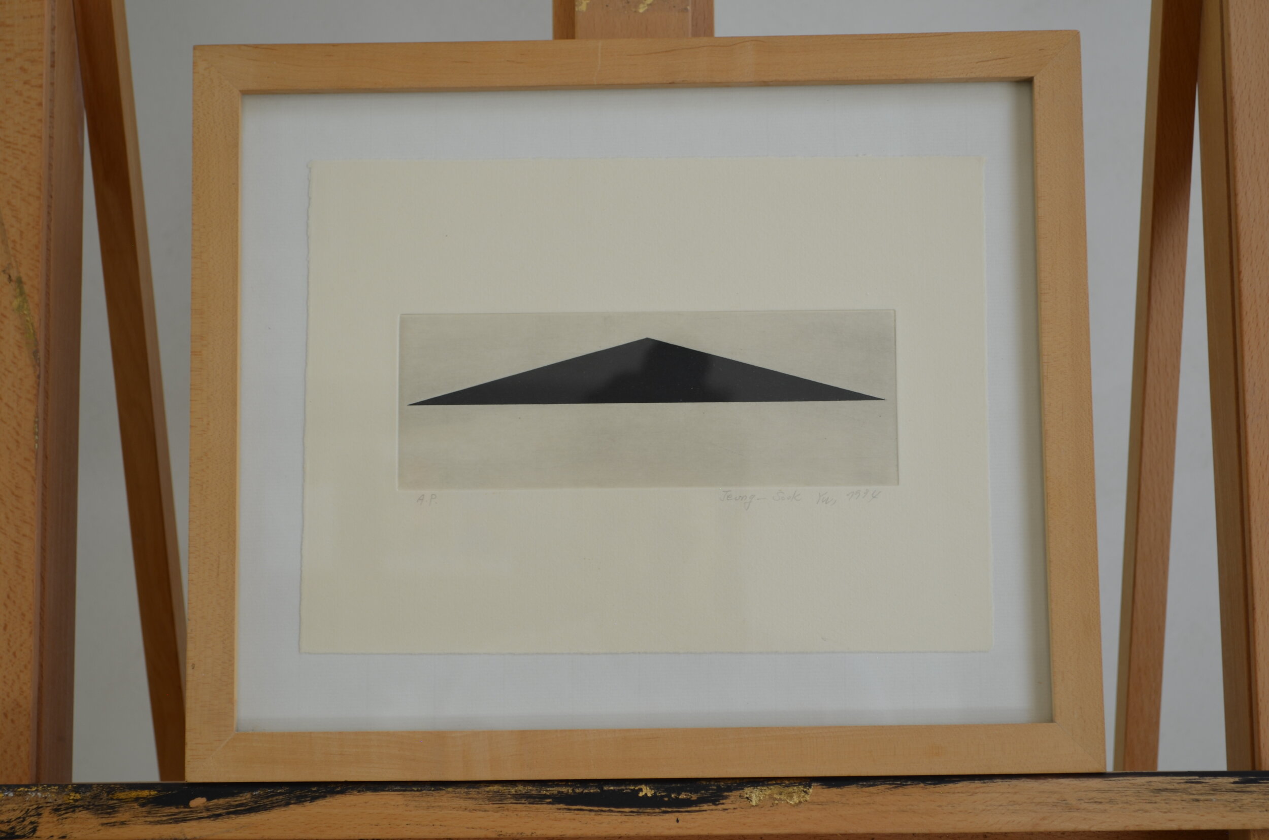 Jeong Sook Yun 'Triangle' Etching on Paper Dated 1994