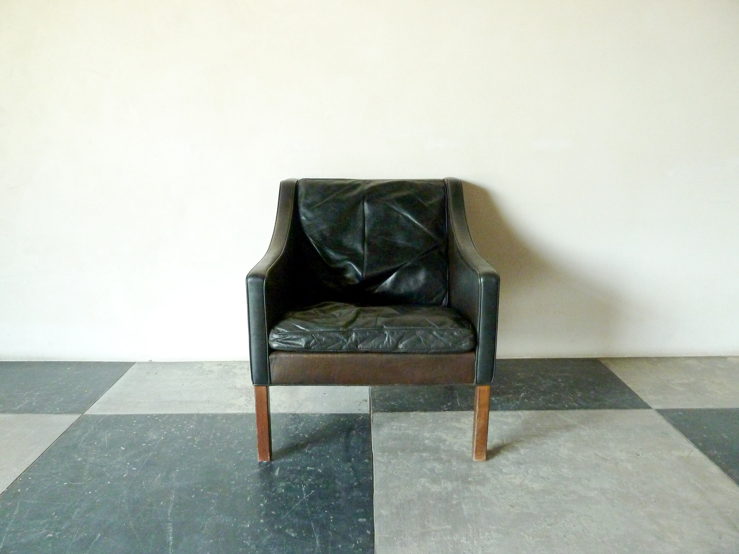 Børge Mogensen Black Leather Armchair, Model 2207