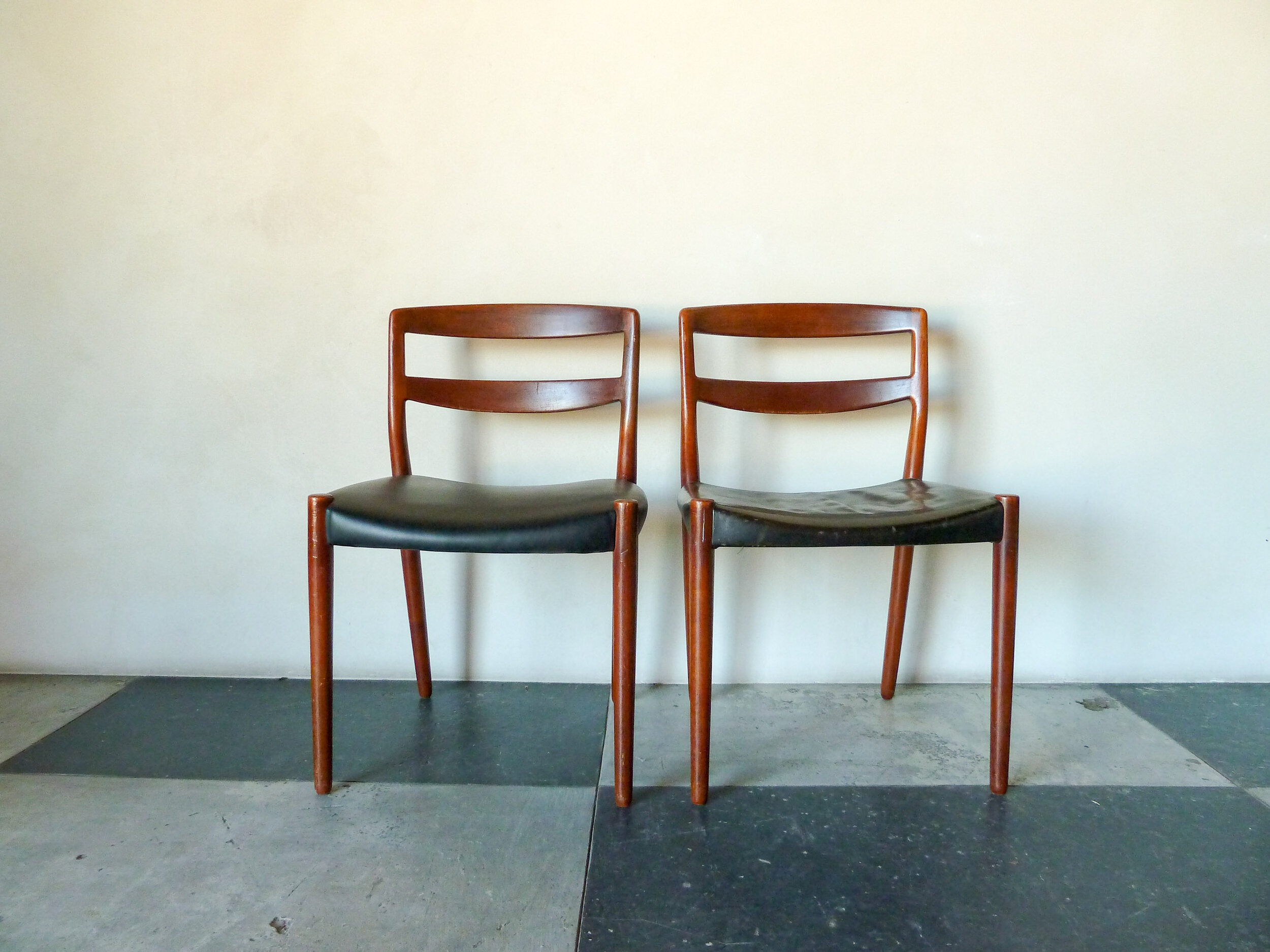 Pair of Ejner Larsen &amp; Aksel Bender Madsen Teak and Leather Chair