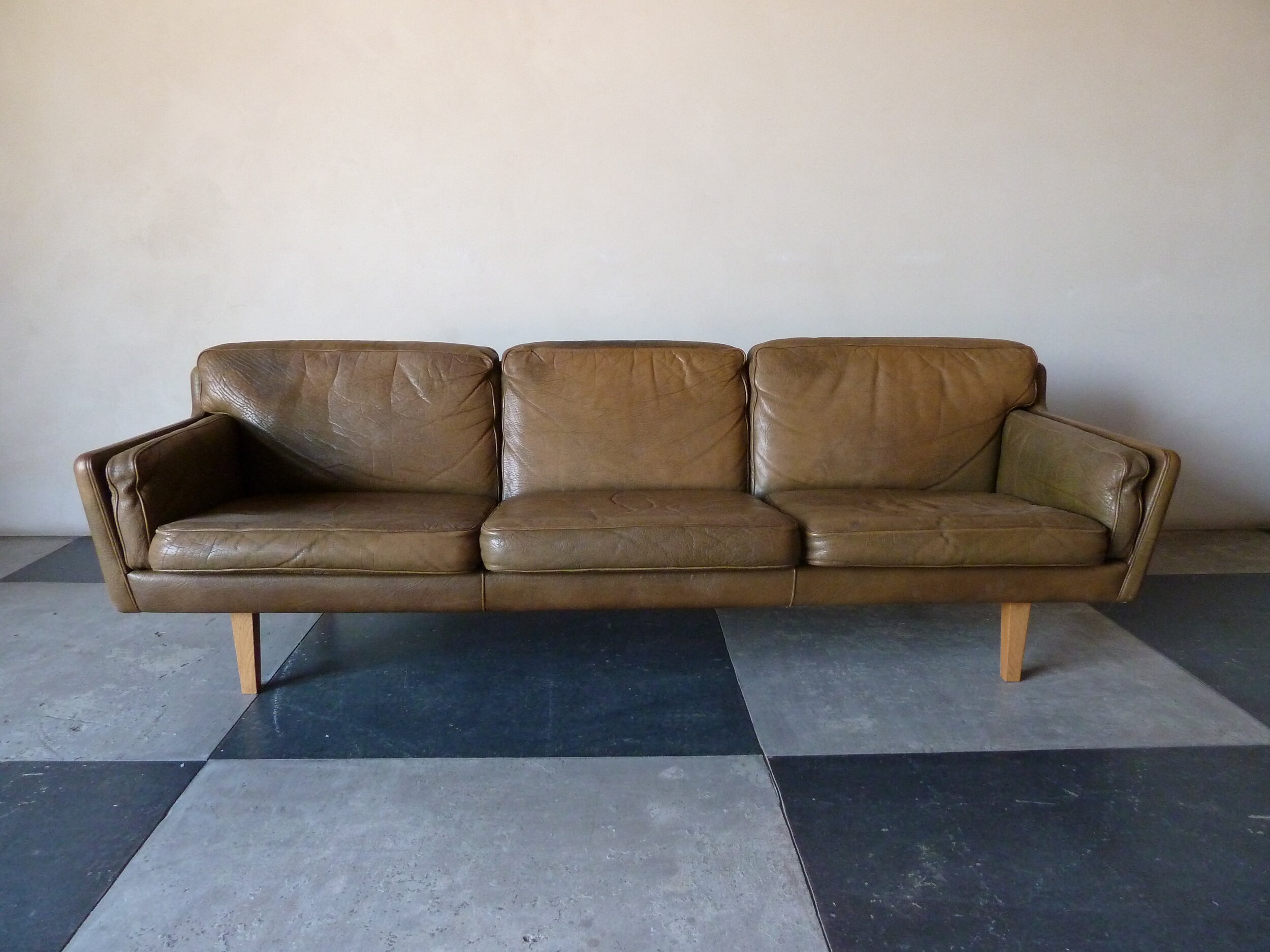 Illum Wikkelsø Leather Three Seater Sofa 