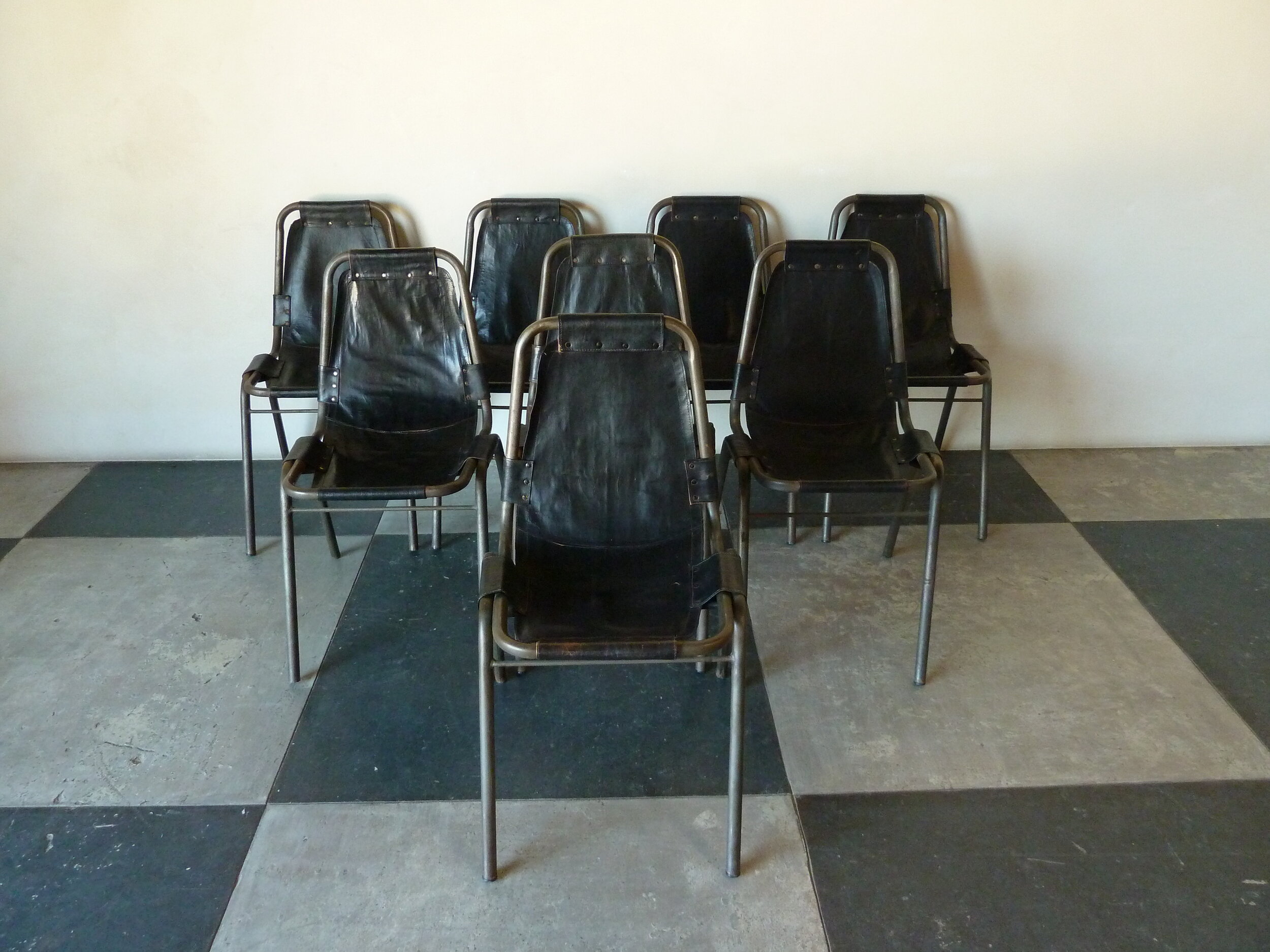 Charlotte Perriand "Les Arcs" chairs in Black Canvas - set of four or eight
