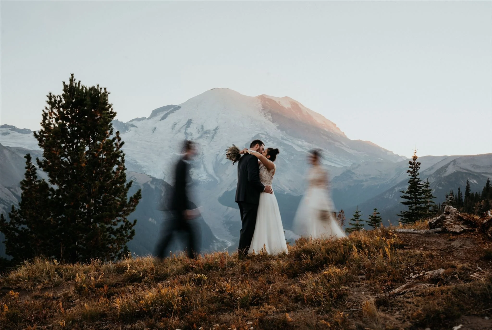 Bride and groom elopement photos at Mt Rainier National Park