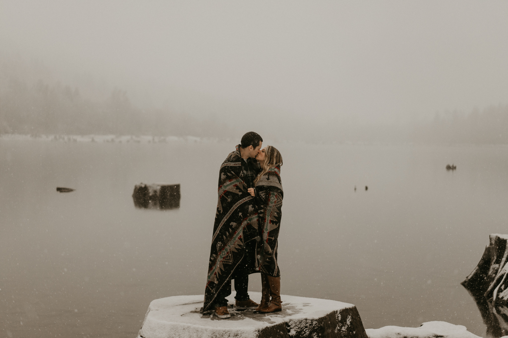 Snowy Engagement Photos Washington Seattle