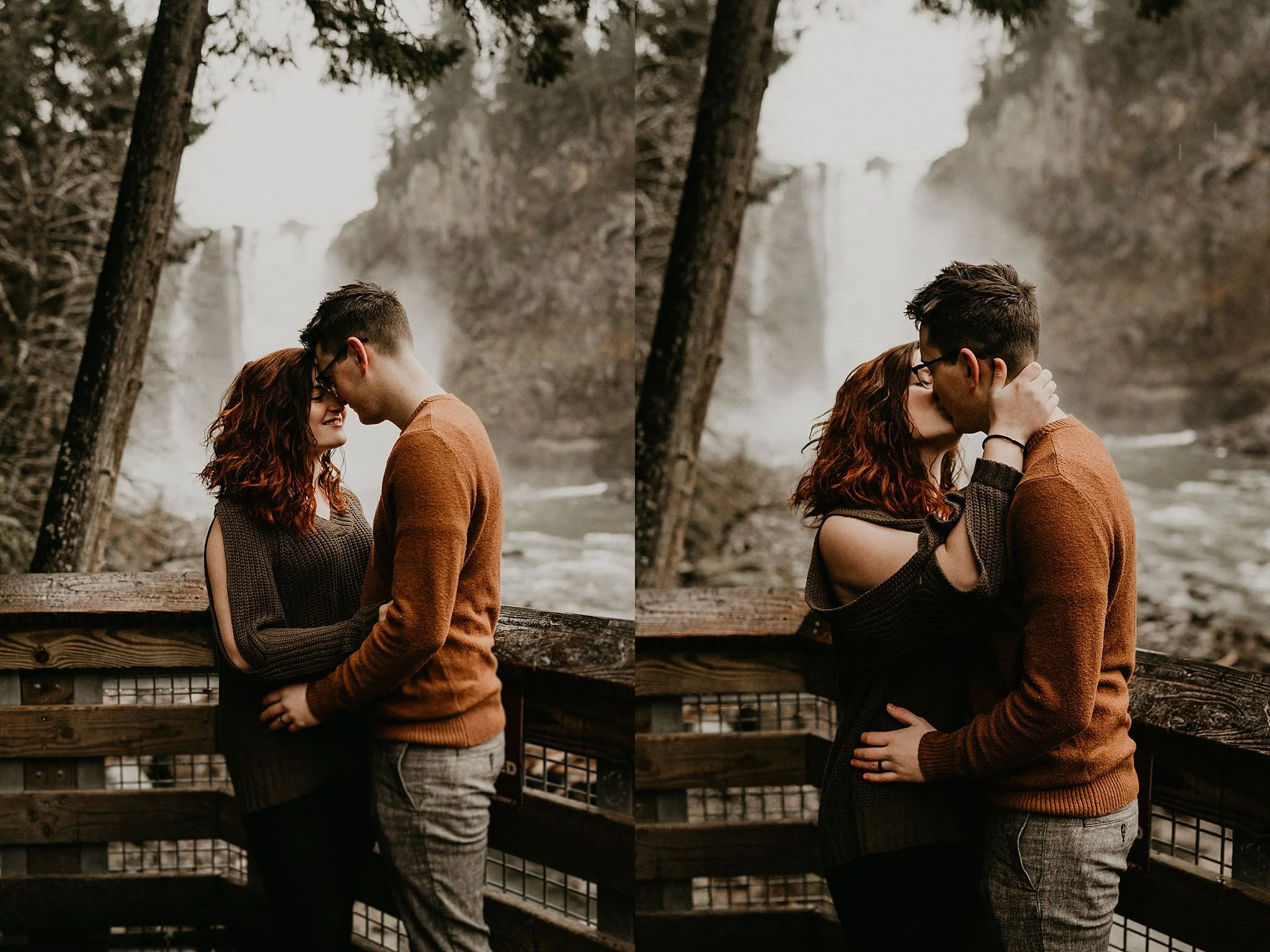 Fall engagement photos in the rain Seattle pacific northwest 