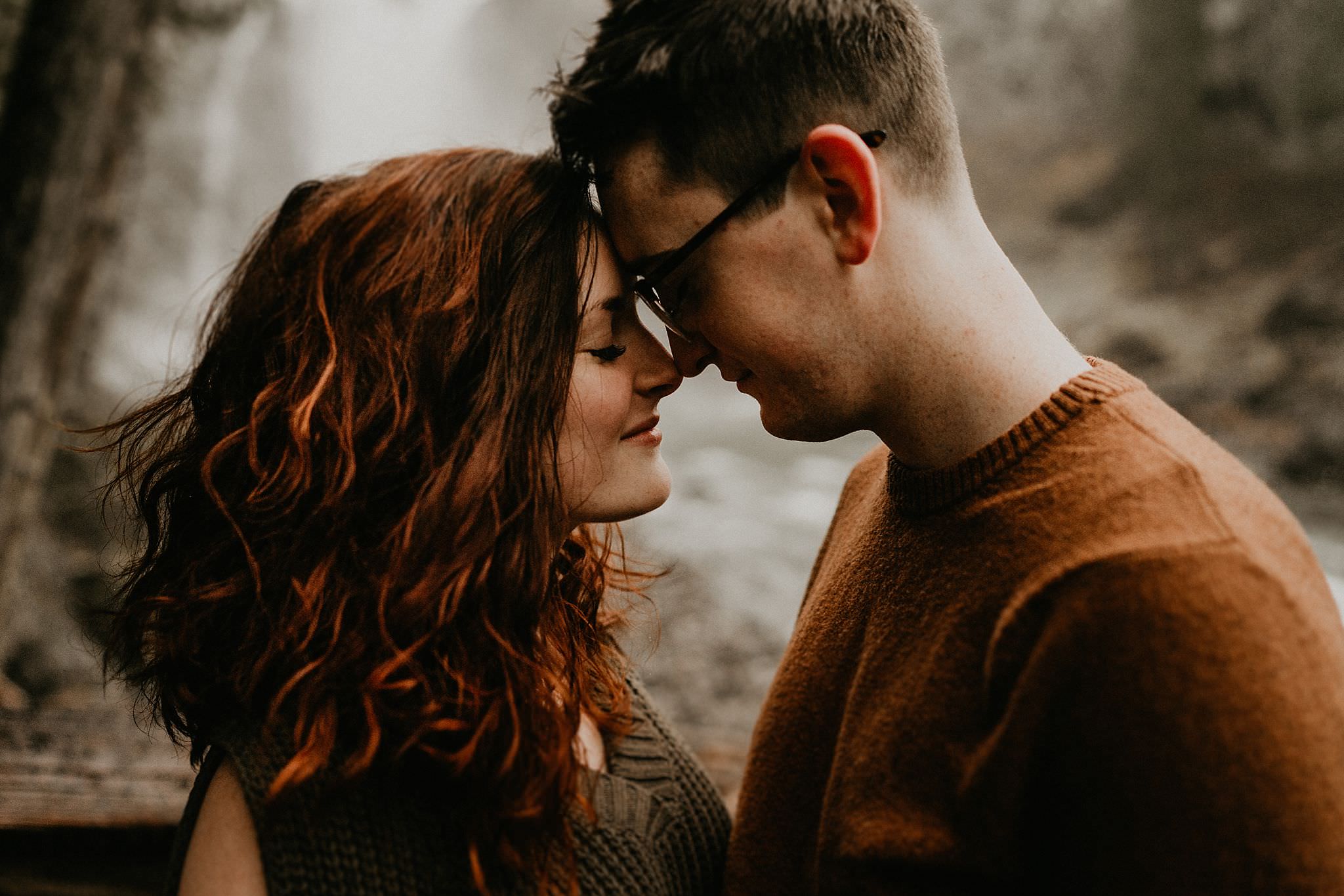 Red hair and burnt orange fall colors engagement